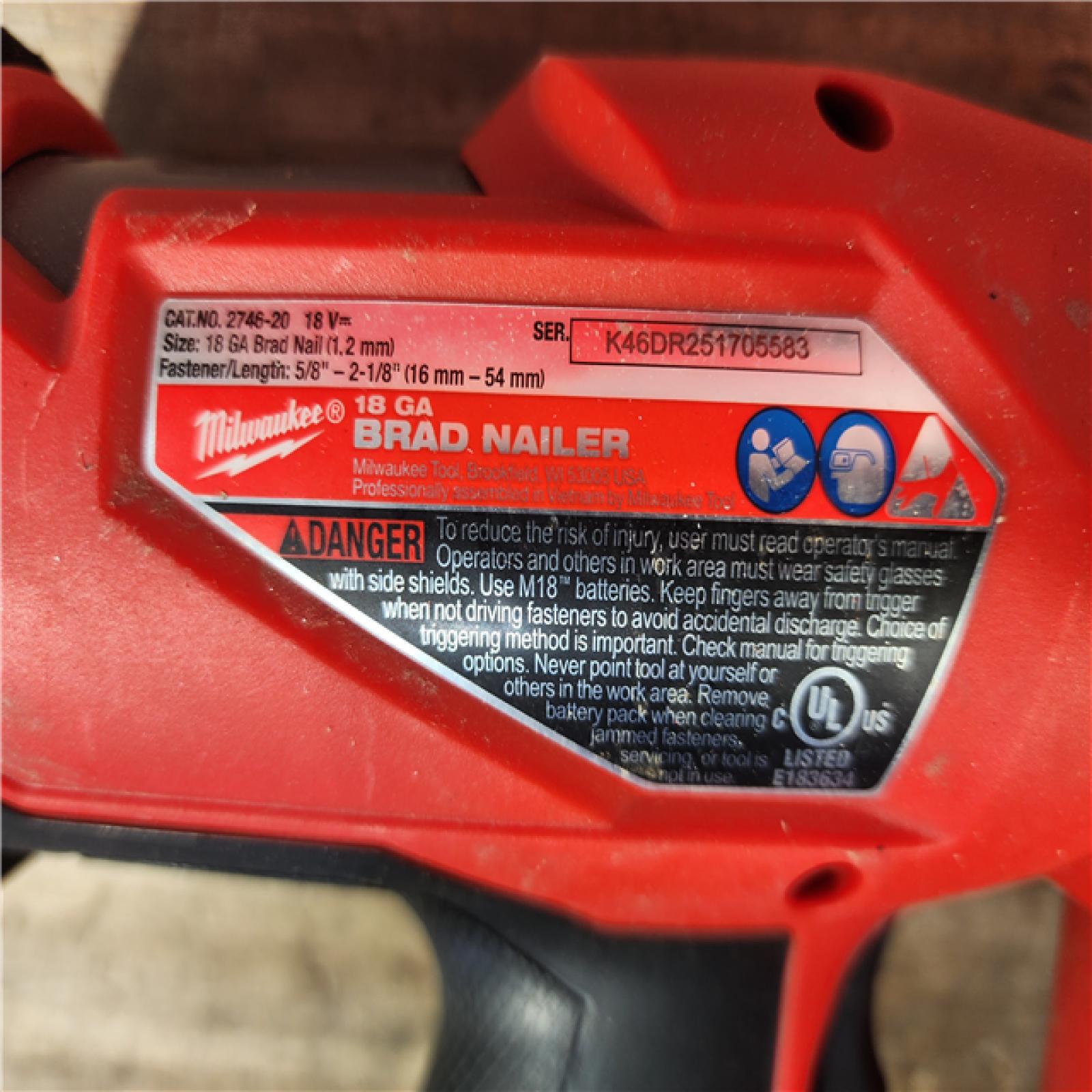 HOUSTON LOCATION - AS-IS Milwaukee M18 Fuel 18V Brushless 18-Gauge Brad Nailer 2746-20 (Bare Tool)