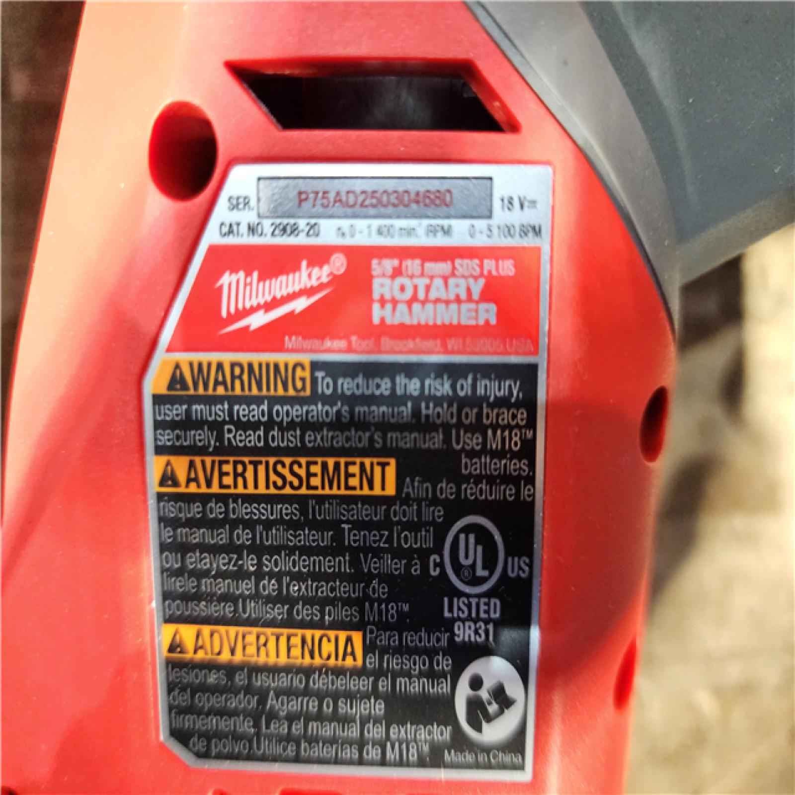 HOUSTON LOCATION - AS-IS Milwaukee M18 FUEL 18V Lithium-Ion Brushless Cordless 5/8 in. SDS-Plus Rotary Hammer (Tool-Only)