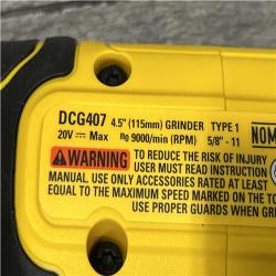 AS-IS DEWALT 20-Volt MAX Cordless Brushless 4-1/2 in. Angle Grinder with Slide Switch (Tool Only)