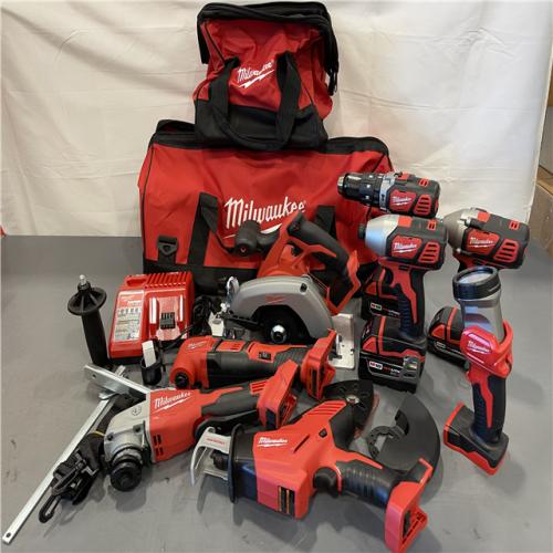 AS-IS - Milwaukee M18 18V Lithium-Ion Cordless Combo Kit (8-Tool) with (3) Batteries, Charger and (2) Tool Bags