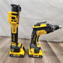 AS-IS- 20-Volt Lithium-Ion Cordless Brushless Screwgun and Cut-Out Combo Kit with (2) 2.0Ah Batteries, Charger and Bag