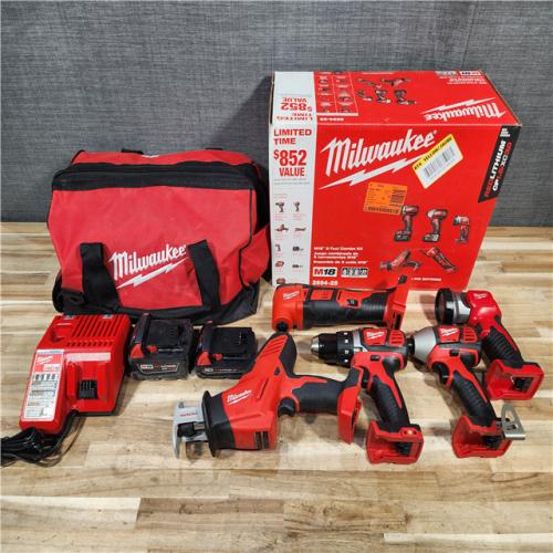 HOUSTON LOCATION - AS-IS M18 18V Lithium-Ion Cordless Combo Kit (5-Tool) with (2) Batteries  Charger and Tool Bag