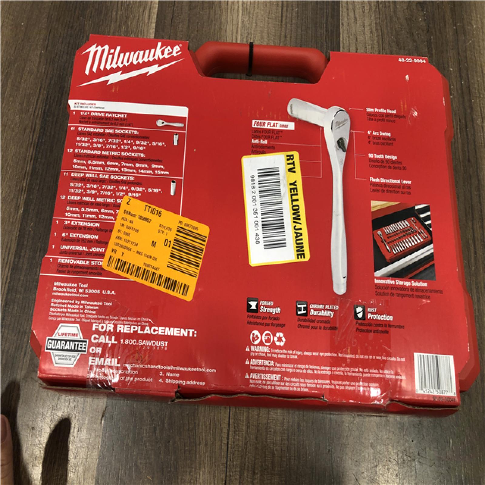 NEW- Milwaukee 1/4 in. Drive SAE/Metric Ratchet and Socket Mechanics Tool Set (50-Piece)