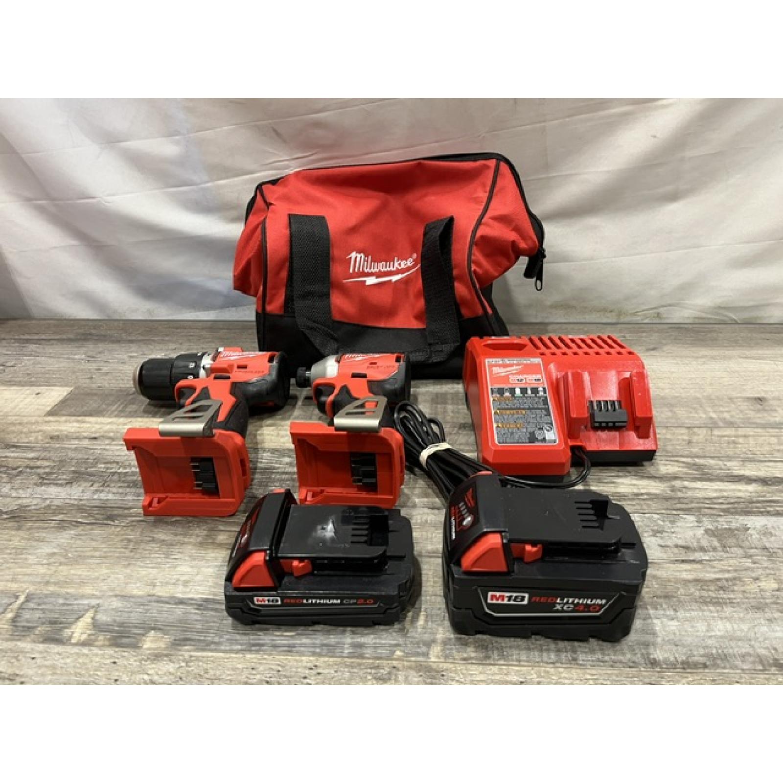 AS-IS Milwaukee 18-Volt Lithium-Ion Brushless Cordless Compact Hammer Drill/Impact Combo Kit
