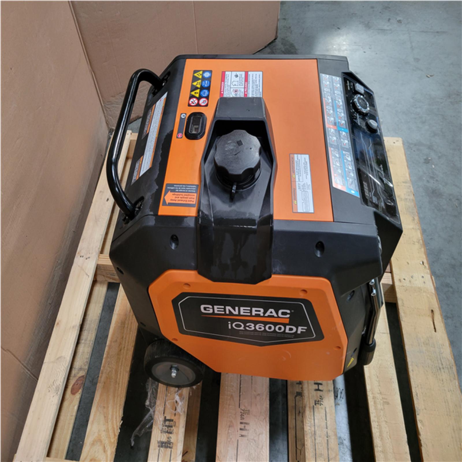 CALIFORNIA AS-IS GENERAC IQ3600DF DUAL FUEL PORTABLE GENERATOR W/ CO SENSE