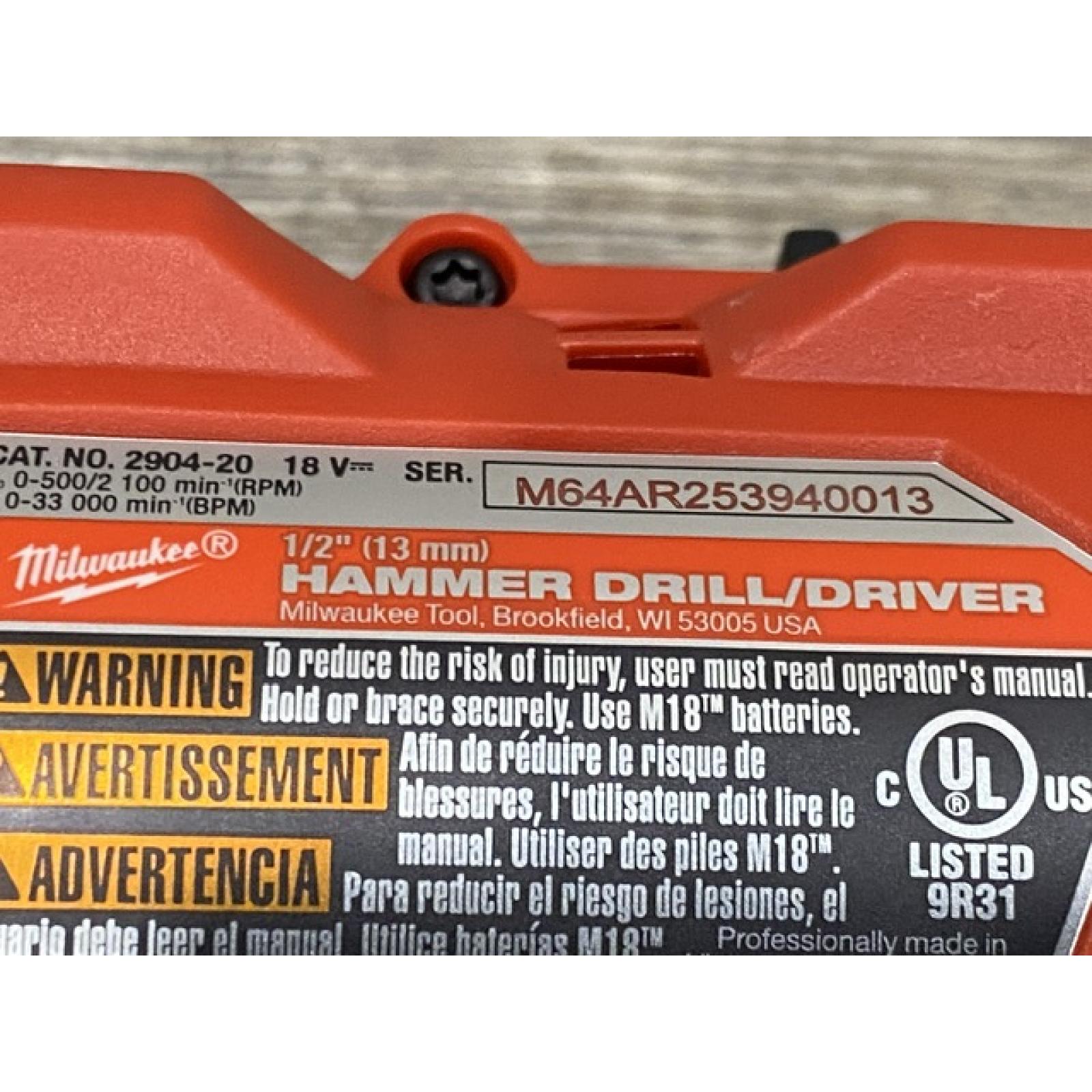 AS-IS Milwaukee FUEL 18V Lithium-Ion Brushless Cordless 1/2 in. Hammer Drill Driver Kit