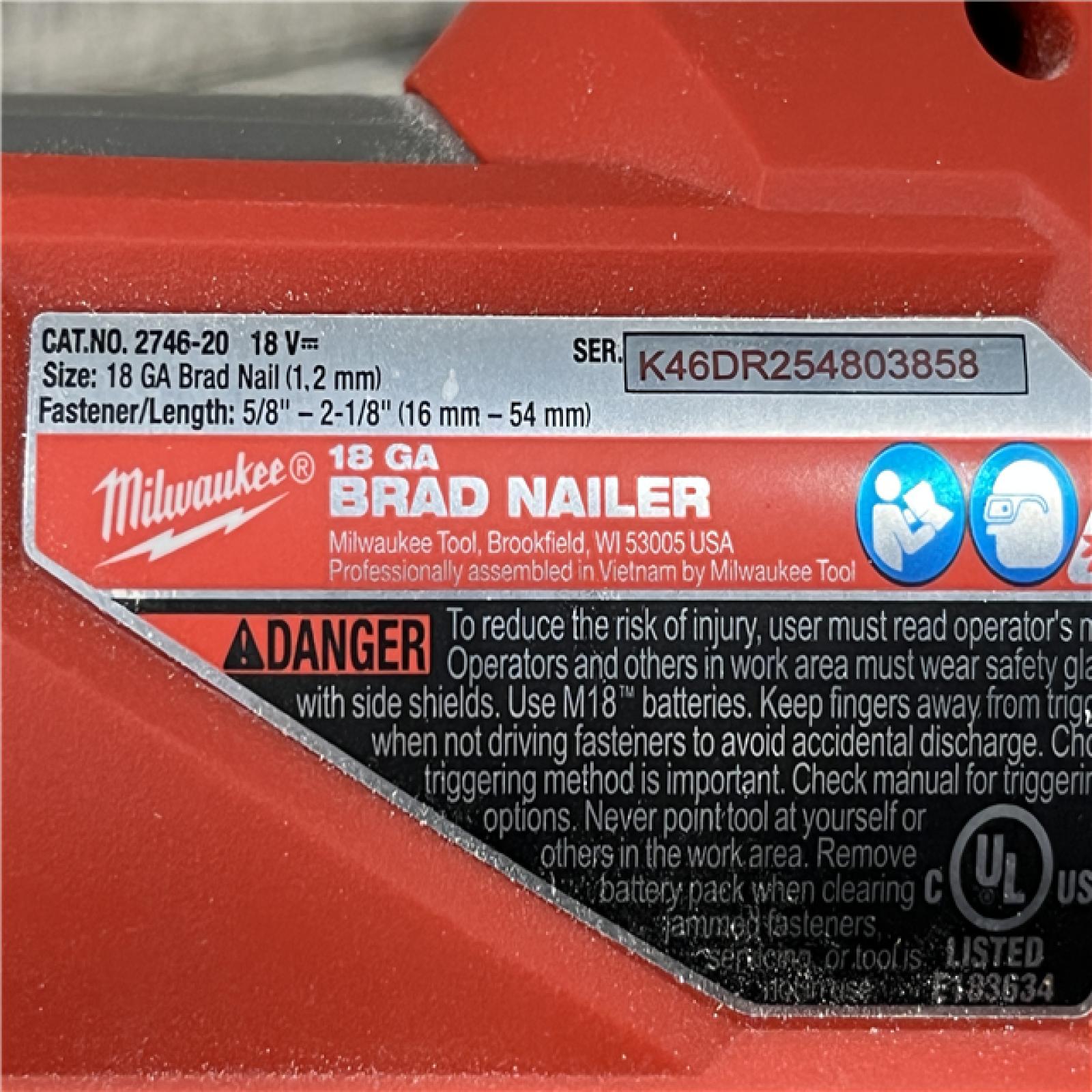 AS-IS Milwaukee FUEL 18-Volt Lithium-Ion Brushless Cordless Gen II 18-Gauge Brad Nailer (Tool-Only)