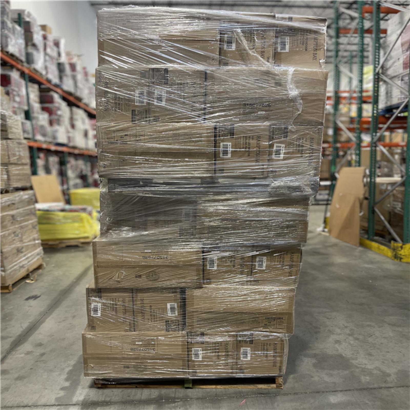 DALLAS LOCATION- Hampton Bay Riley 44 in. LED Brushed Nickel Ceiling Fan with Light Kit PALLET -(63 UNITS)