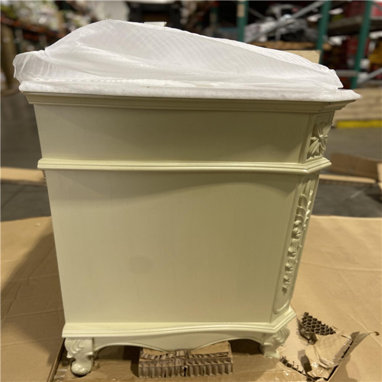 DALLAS LOCATION - Home Decorators Collection Winslow 48 in. W x 22 in. D x 35 in. H Single Sink Freestanding Bath Vanity in Antique White with White Marble Top