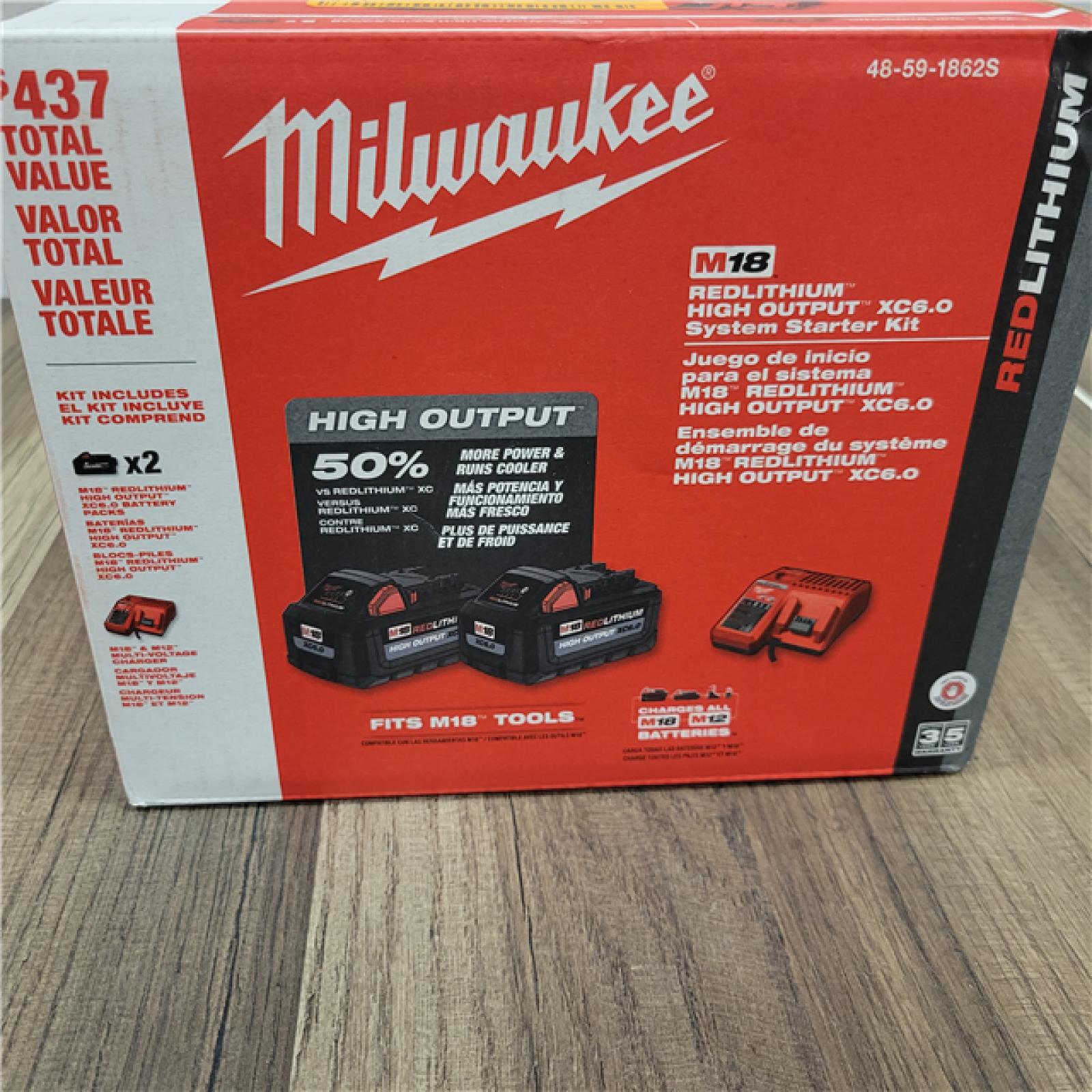 LIKE NEW! Milwaukee M18 18-Volt Lithium-Ion High Output Starter Kit with Two 6.0 Ah Battery and Charger