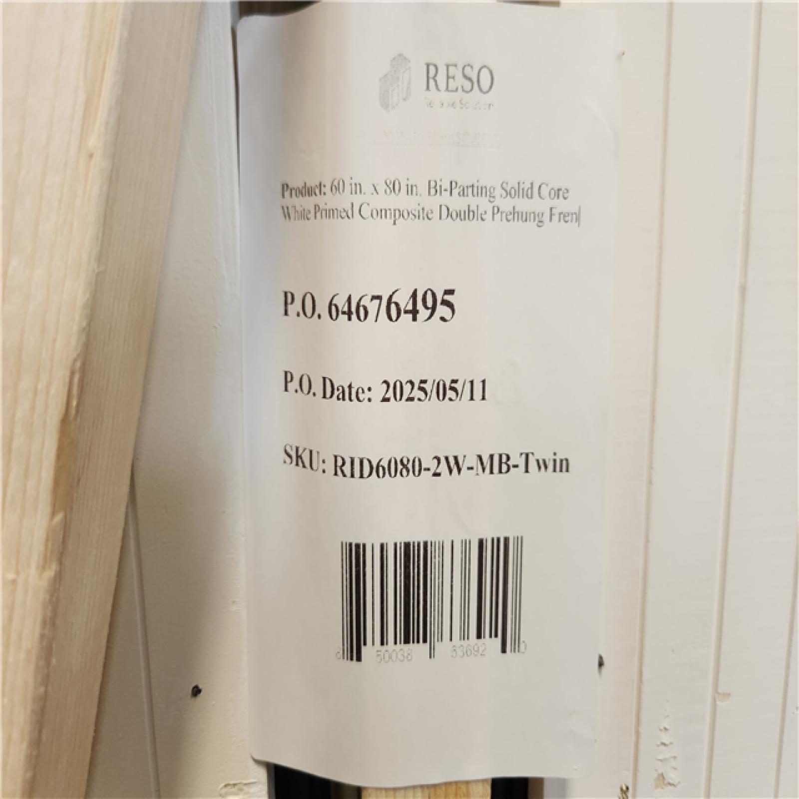 Phoenix Location 2 NEW RESO 60 in. x 80 in. Bi-Parting Solid Core White Primed Composite Double Prehung French Door