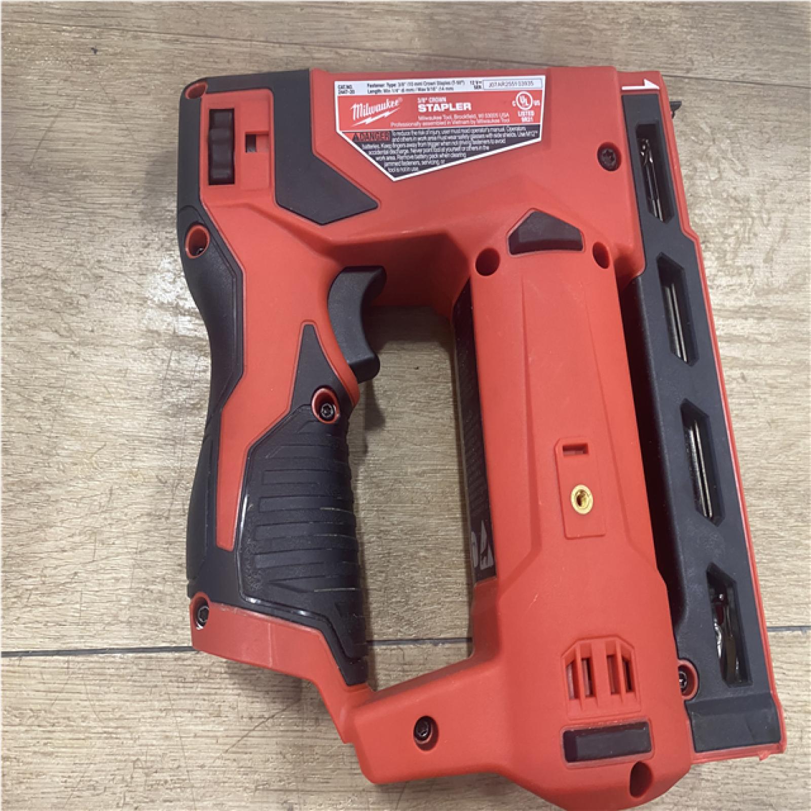 AS-IS Milwaukee 12-Volt Lithium-Ion Cordless 3/8 in. Crown Stapler (Tool-Only)