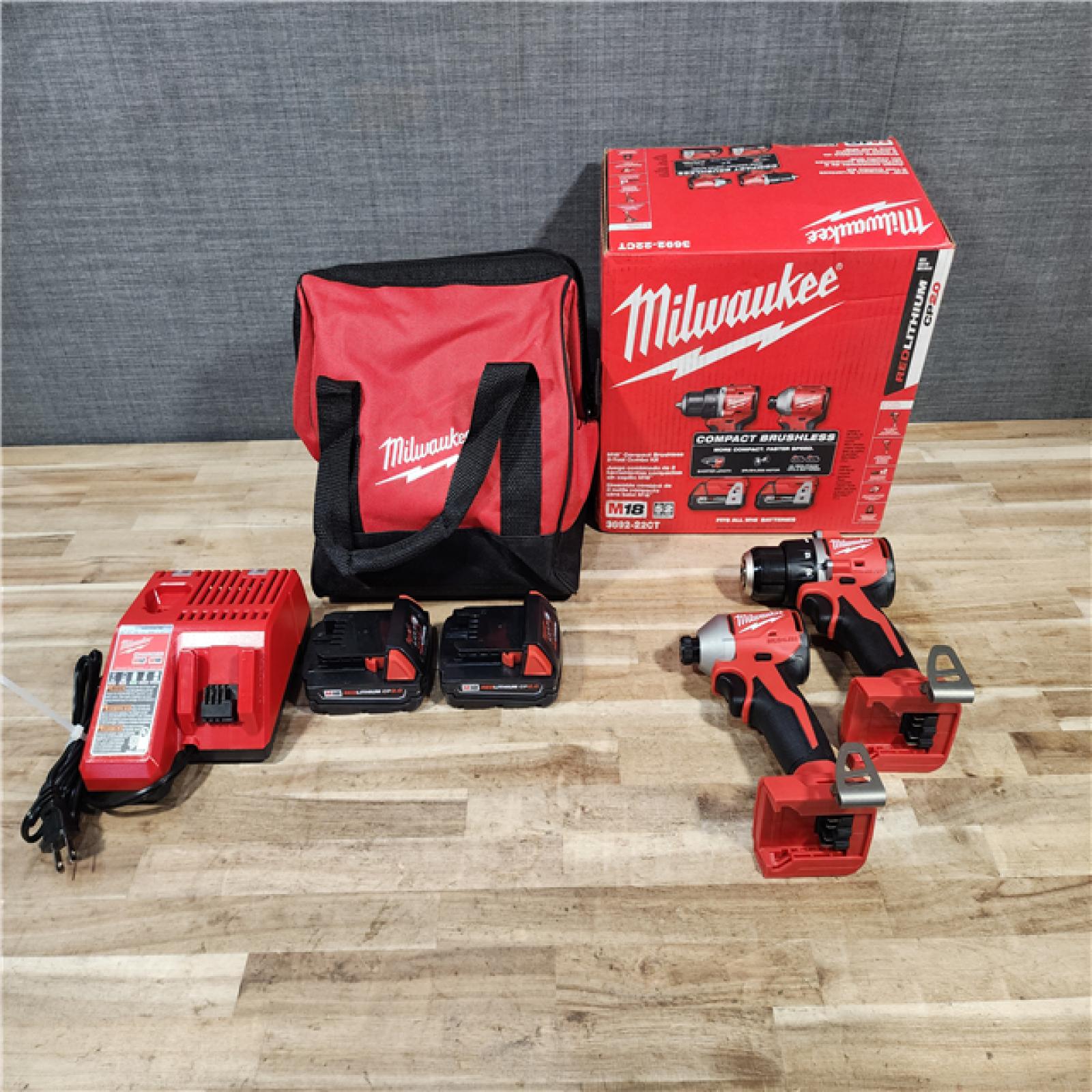 HOUSTON LOCATION - AS-IS Milwaukee M18 18V Lithium-Ion Brushless Cordless Compact Drill/Impact Combo Kit