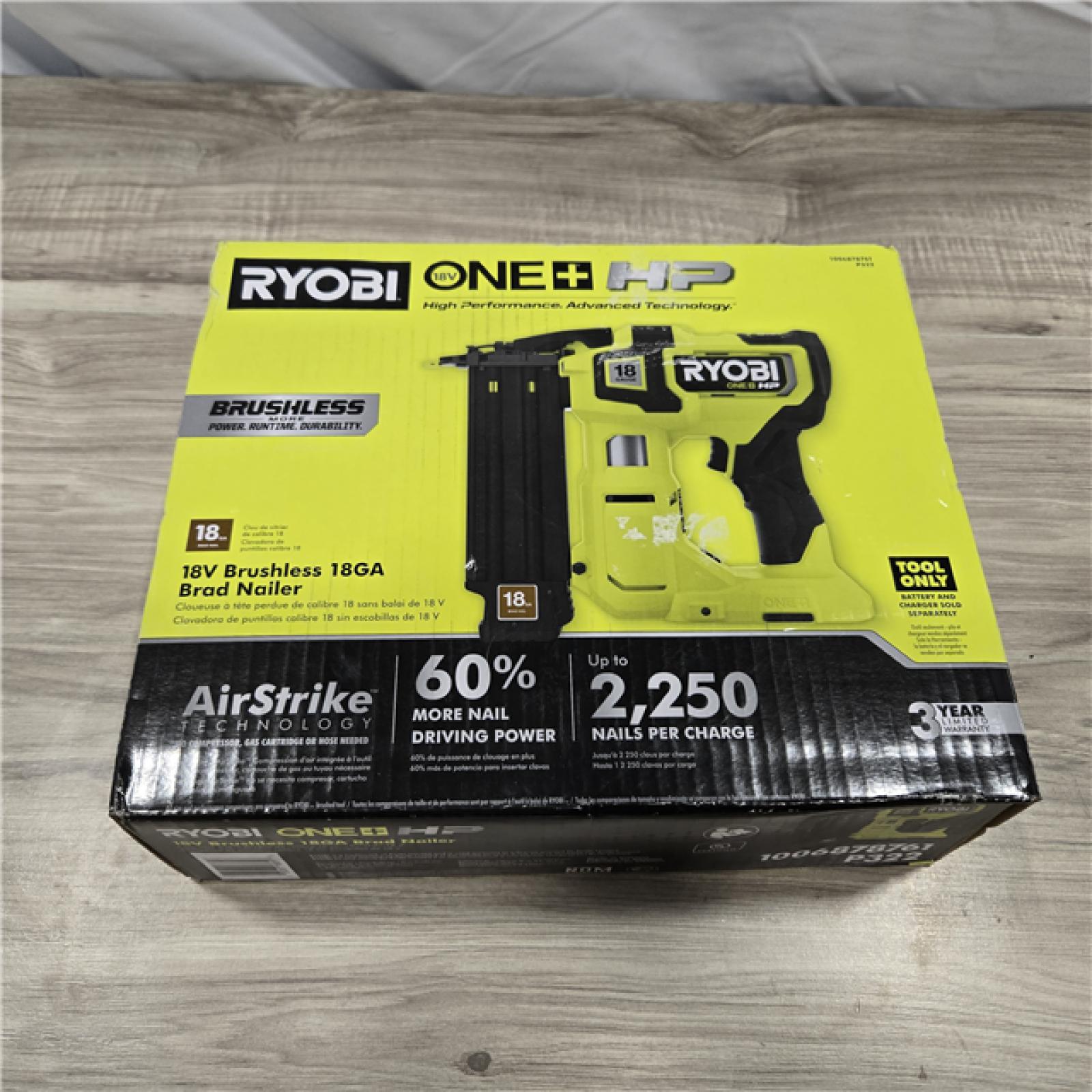 NEW! - RYOBI ONE+ HP 18V 18-Gauge Cordless Brad Nailer (Tool Only)
