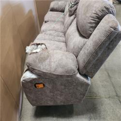 Phoenix AS-IS Lazzara Austin 87.5 in. W Straight Arm Microfiber Rectangle Manual Reclining Sofa in Brown