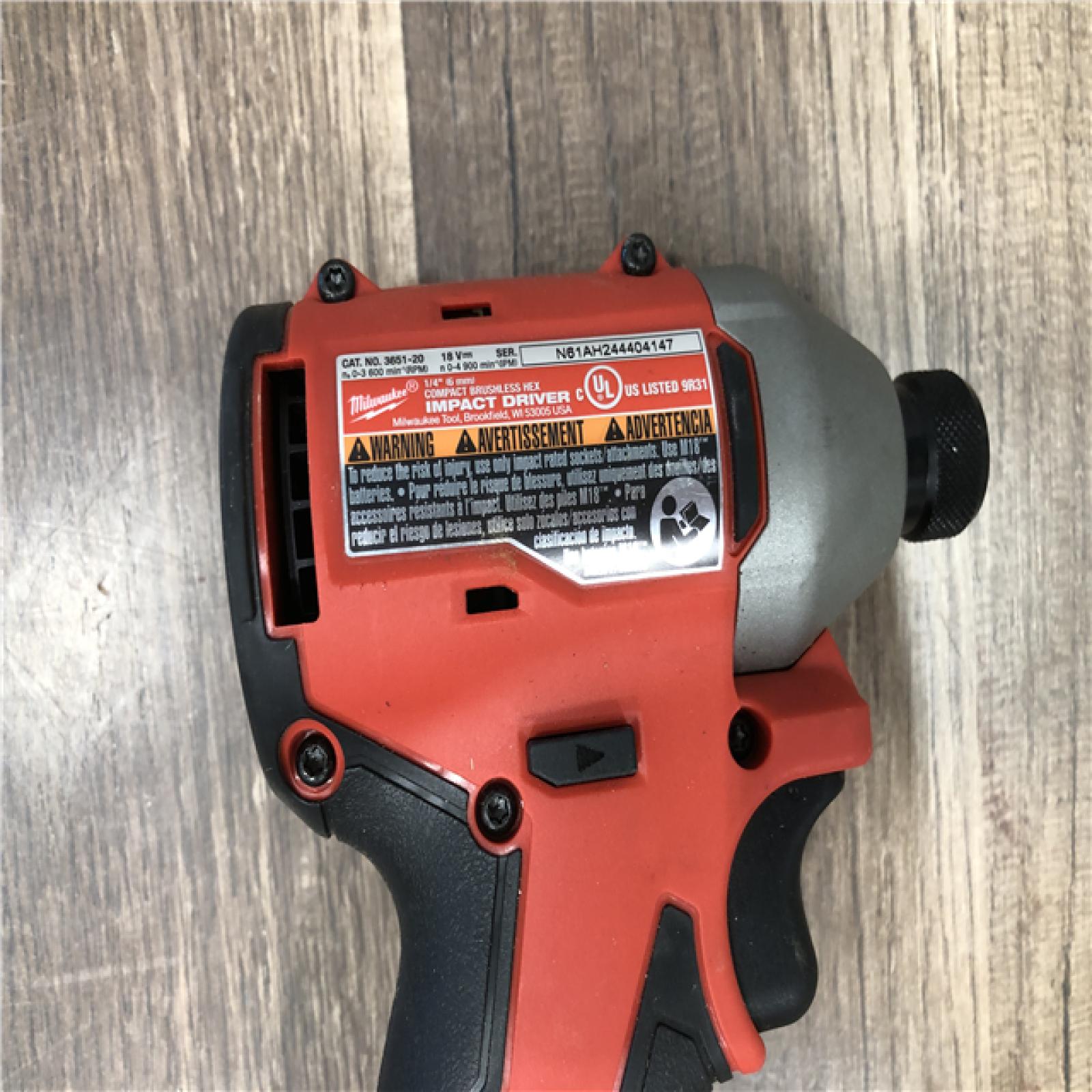 AS-IS Milwaukee 18V Lithium-Ion Compact Brushless Cordless 1/4 in. Impact Driver (Tool-Only)