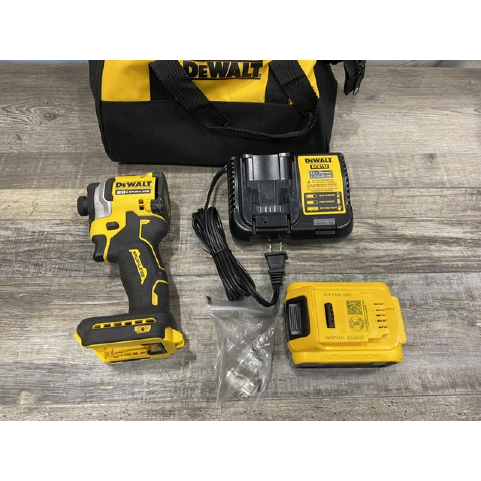 AS-IS DEWALT ATOMIC 20V MAX Lithium-Ion Cordless 1/4 in. Brushless Impact Driver Kit