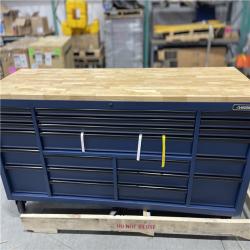 DALLAS LOCATION- AS-IS Husky Tool Storage Heavy Duty 84 in. W x 24 in. D Matte Blue Mobile Workbench Cabinet