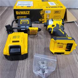 AS-IS DEWALT ATOMIC 20V MAX Lithium-Ion Cordless 1/4 in. Brushless Impact Driver Kit, 5 Ah Battery, Charger, and Bag