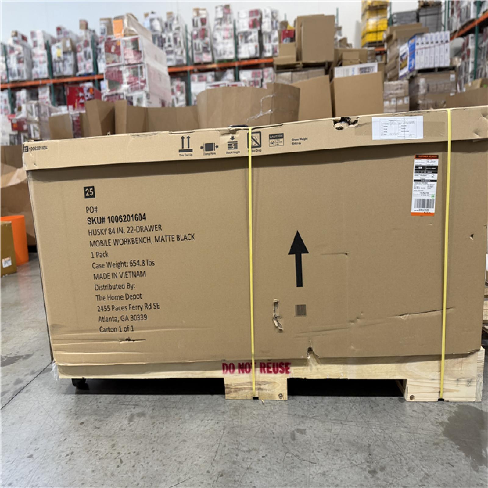 DALLAS LOCATION - HUSKY Tool Storage 84 in. W x 24 in. D Heavy Duty Mobile Workbench Tool Chest with Stainless Steel Work Top in Matte Black