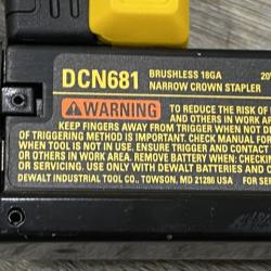 AS-IS DEWALT 20V MAX XR Lithium-Ion Cordless 18-Gauge Narrow Crown Stapler Kit