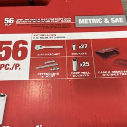 NEW - Milwaukee 3/8 in. Drive SAE/Metric Ratchet and Socket Mechanics Tool Set (56-Piece)