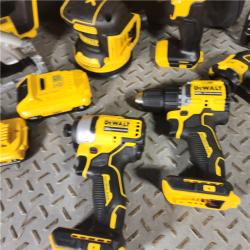 Houston location- AS-IS DEWALT 20-Volt MAX Lithium-Ion Cordless 7-Tool Combo Kit with 2.0 Ah Battery, 5.0 Ah Battery and Charger Appears in new condition