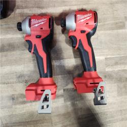 HOUSTON LOCATION - AS-IS (APPEARS LIKE NEW) (2) Milwaukee M18 Compact Brushless 1/4  Hex Impact Driver Kit