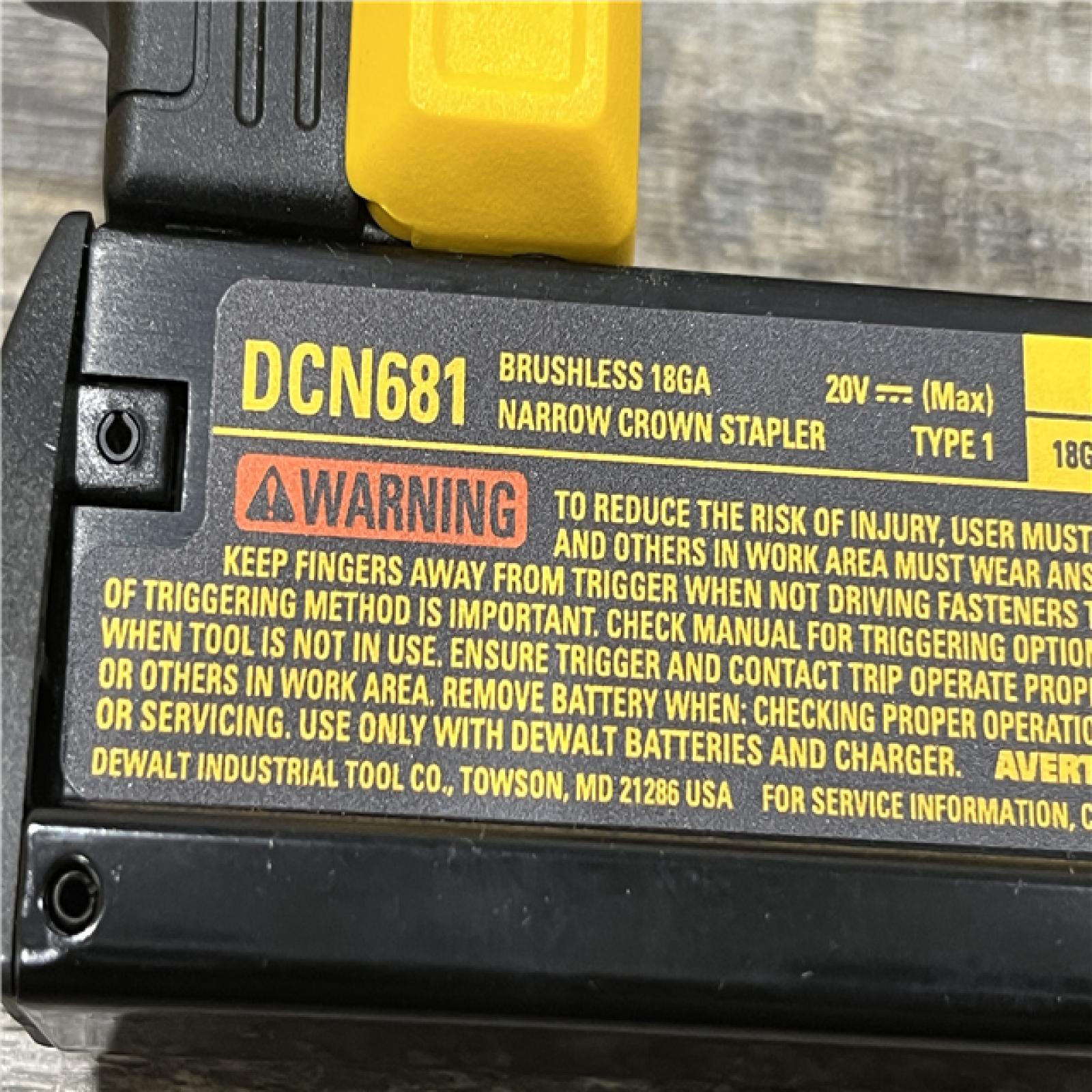 AS-IS DEWALT 20V MAX XR Lithium-Ion Cordless 18-Gauge Narrow Crown Stapler Kit