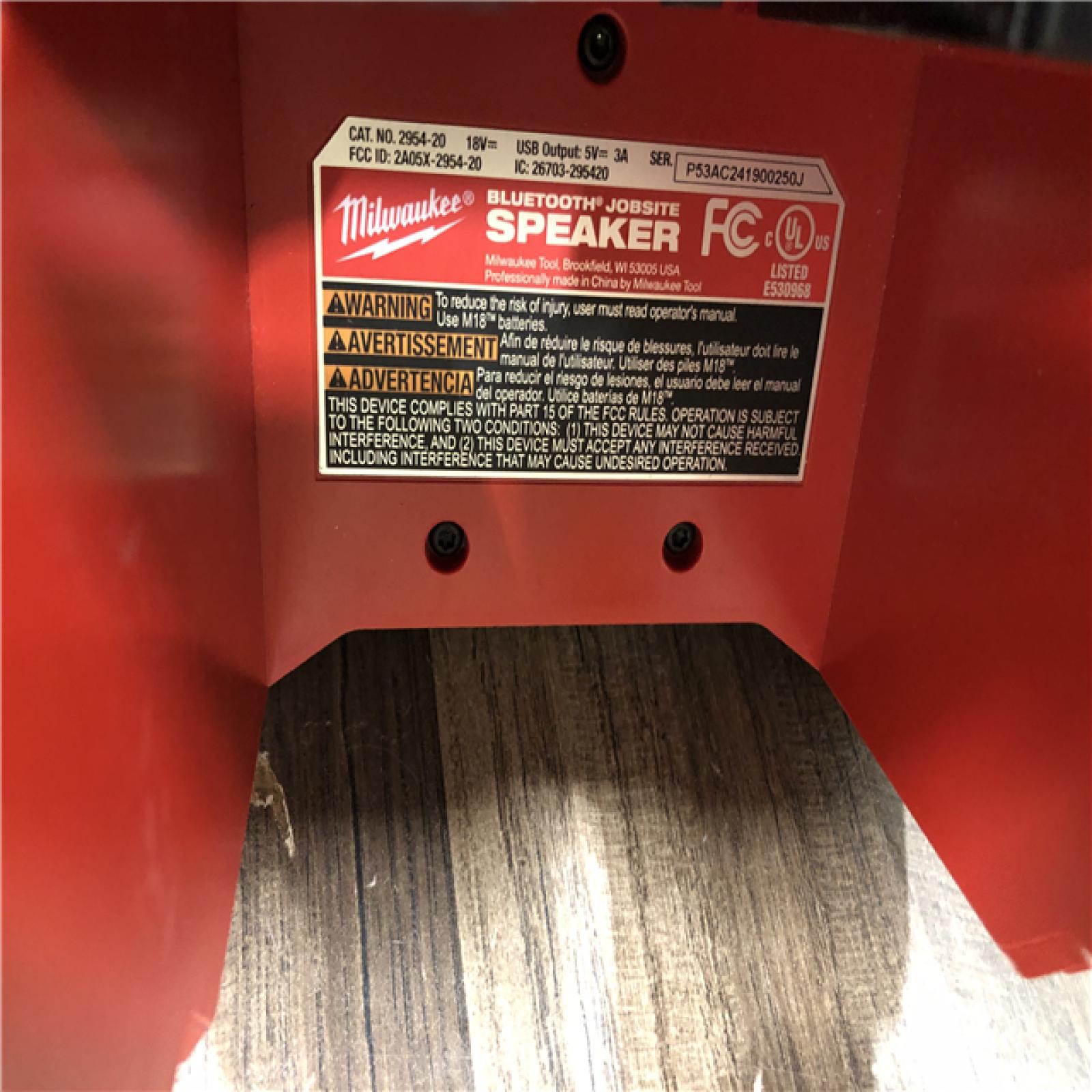 AS-IS Milwaukee 18V Lithium-Ion Cordless Wireless Bluetooth Jobsite Speaker (Tool-Only)