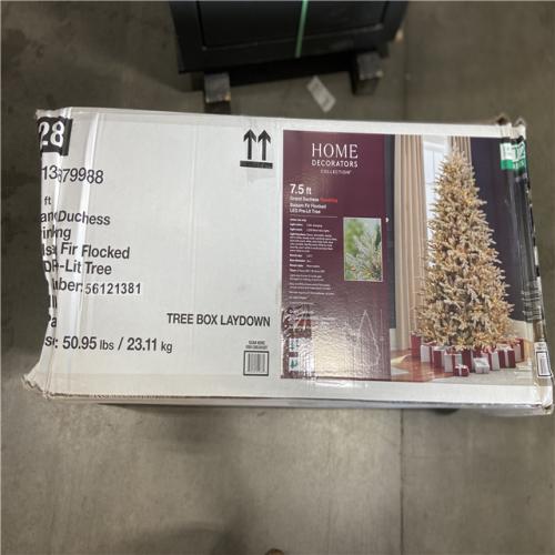 DALLAS LOCATION - Home Decorators Collection 7.5 ft. Grand Duchess Twinkling Balsam Fir Flocked LED Pre-Lit Artificial Christmas Tree T26