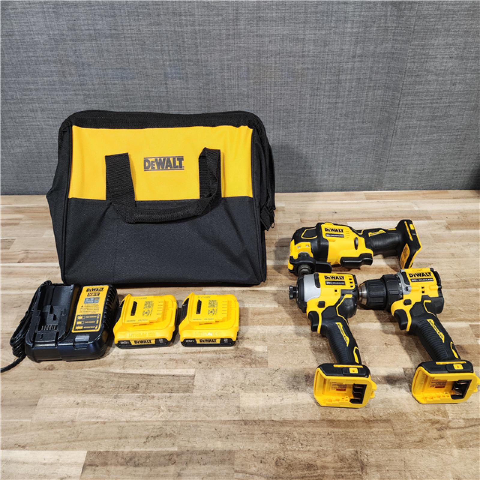 HOUSTON LOCATION - AS-IS DEWALT ATOMIC 20-Volt Lithium-Ion Cordless Brushless (3-Tool) Combo Kit