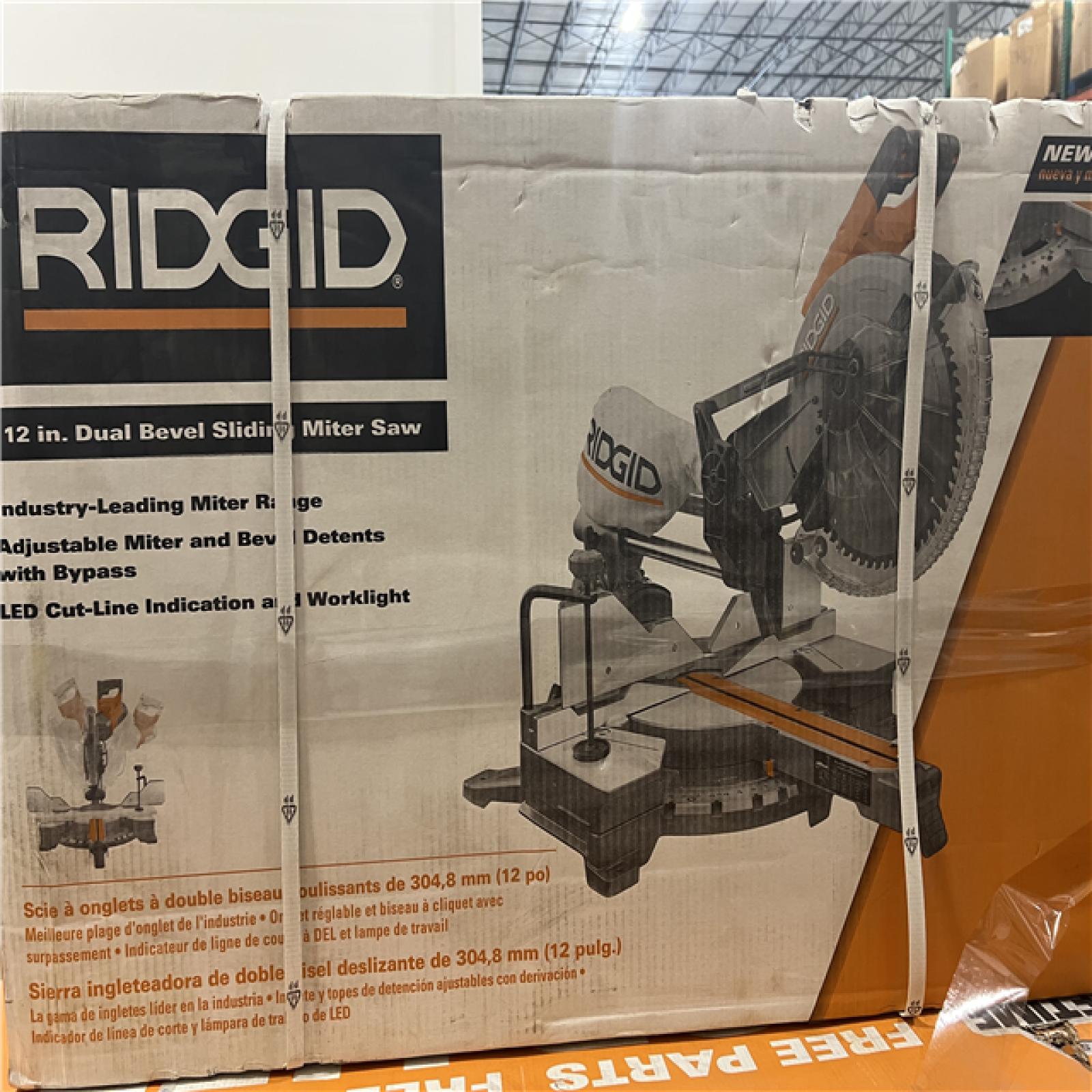 NEW- RIDGID 15 Amp Corded 12-Inch Dual Bevel Sliding Mitre Saw