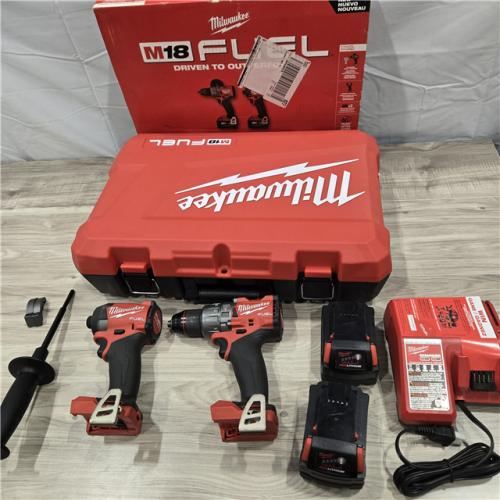 AS-IS MILWAUKEE FUEL 18V Lithium-Ion Brushless Cordless Hammer Drill and Impact Driver Combo Kit (2-Tool) with 2 Batteries