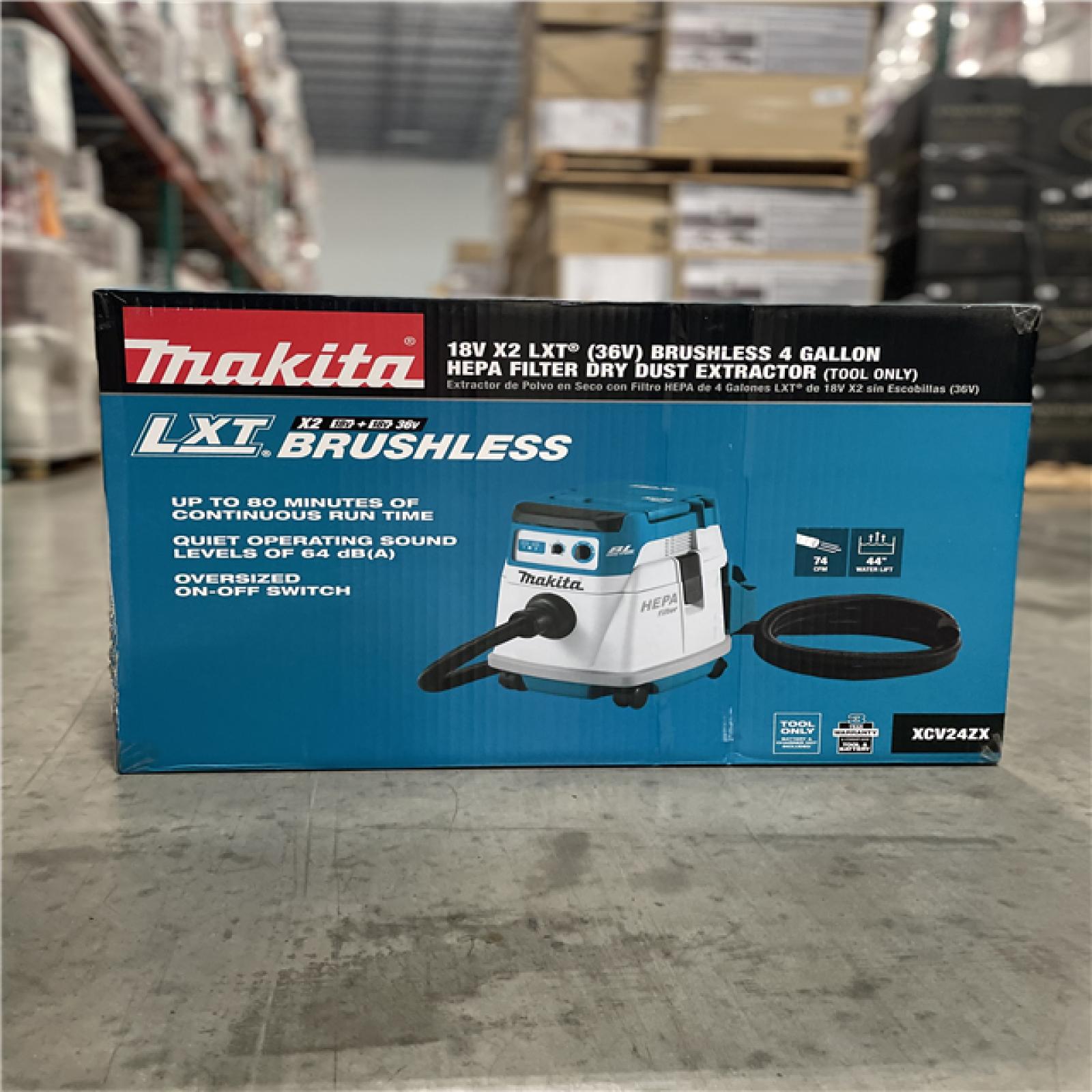 NEW! - MAKITA 18V X2 LXT Lithium-Ion (36V) Brushless Cordless 4 Gallon Dry Dust Extractor (TOOL ONLY)