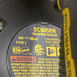 AS-IS DEWALT 20V MAX Lithium-Ion 15-Degree Electric Cordless Roofing Nailer Kit