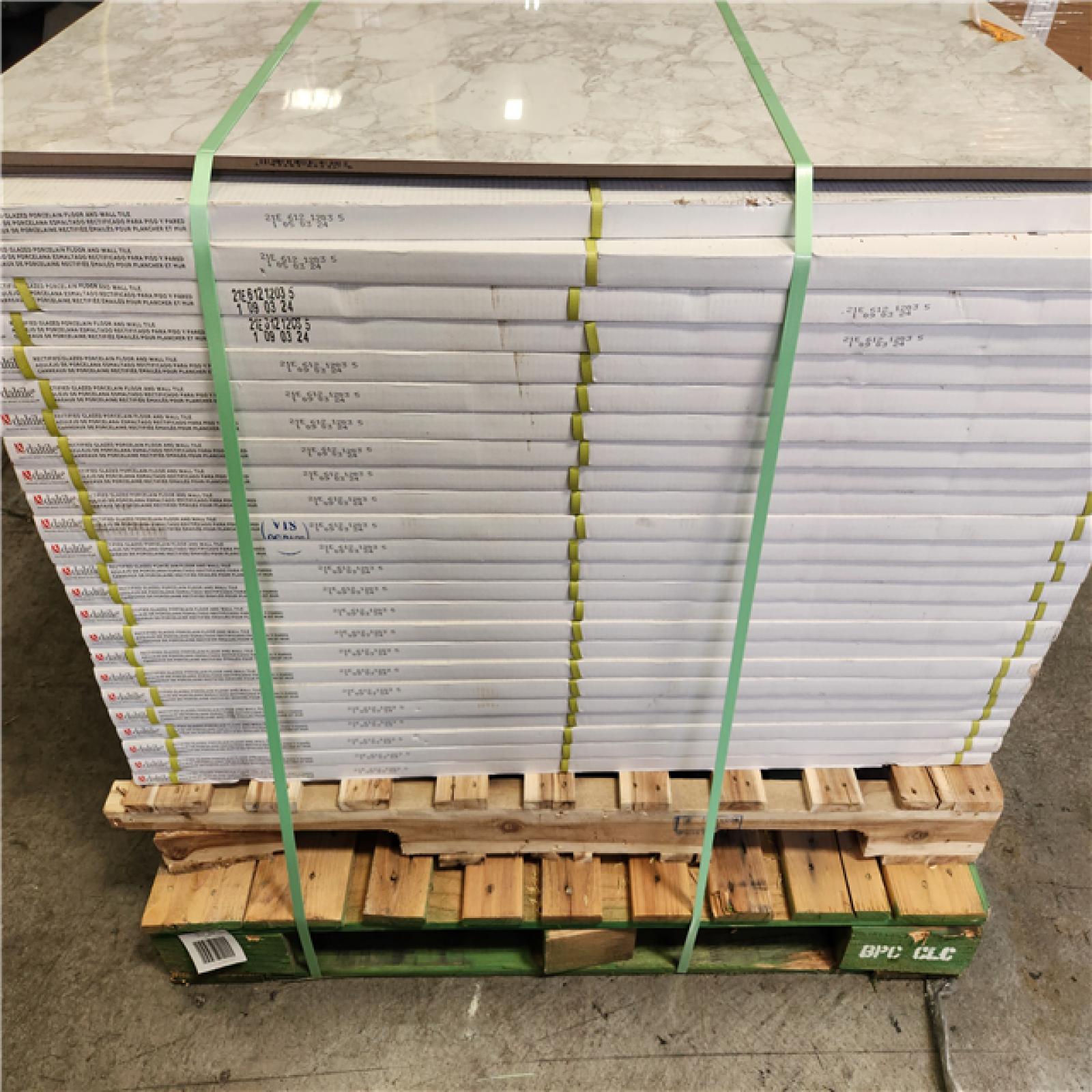 Phoenix Location AS-IS Santa Loma Snowfall 24 in. x 48 in. Polished Porcelain Stone Look Floor and Wall Tile (372 sq. ft./24 case)