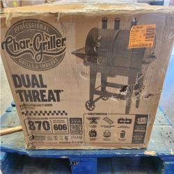 Phoenix NEW Char-Griller Dual Threat 2-Burner Gas and Charcoal Grill with Adjustable Fire Grate, Side Fire Box, and Electric Ignition - Black
