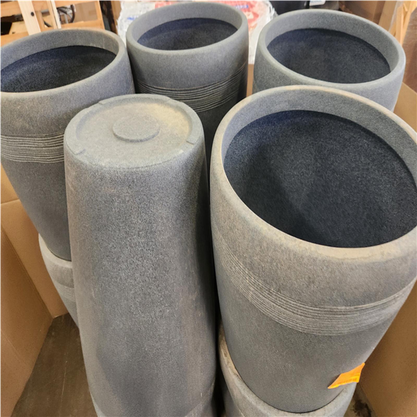 Phoenix Vigoro Remy Gray Resin Gray Decorative Planter 17 in. L x 17 in. W x 28 in. H Pallet of 15 (RV: $1 205)