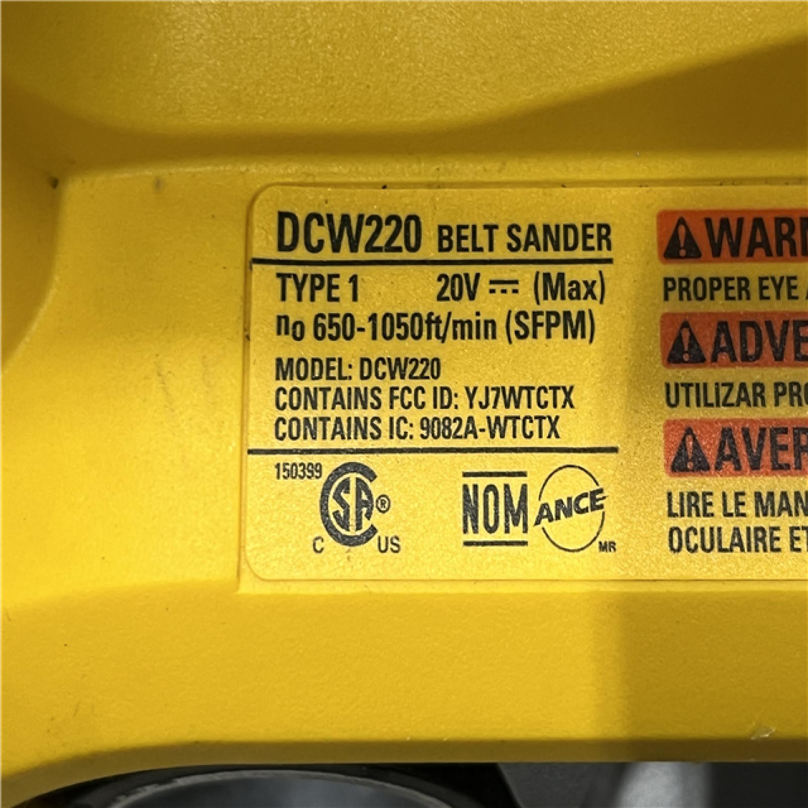 AS-IS DEWALT 20V MAX* XR Brushless Cordless Belt Sander (Tool-Only)