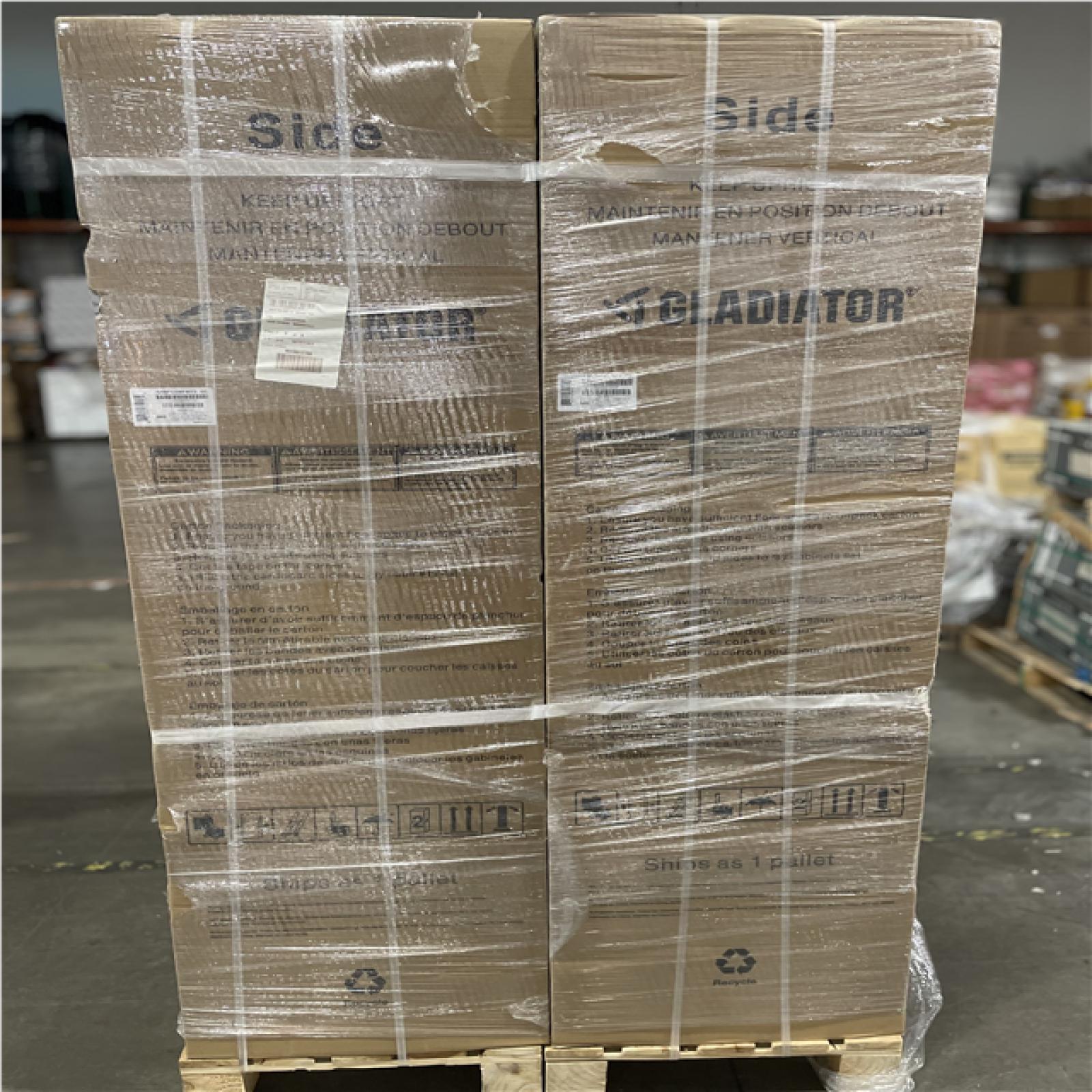 DALLAS LOCATION- NEW! Gladiator Flex 78in W x 75 in H x 19in D Pre-Assembled 24 Gauge Welded Steel 5-Piece Garage System in Silver Tread (2 SETS)