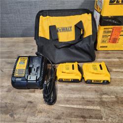 HOUSTON LOCATION - AS-IS DEWALT 20V MAX XR Cordless Drill/Driver  ATOMIC Impact Driver 2 Tool Combo Kit  (2) 2.0Ah Batteries  Charger  and Bag