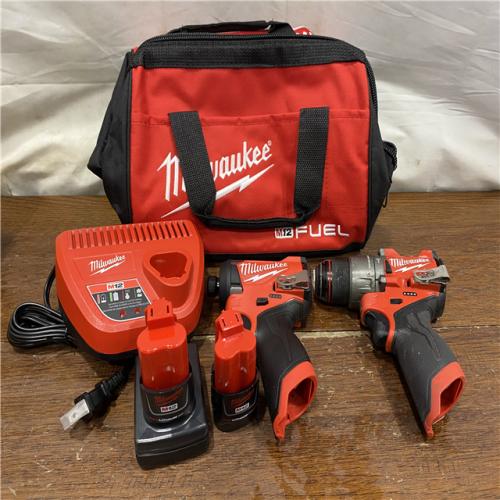 AS-IS MILWAUKEE M18 FUEL 18V Lithium-Ion Brushless Cordless Hammer Drill and Impact Driver Combo Kit (2-Tool) with 2 Batteries
