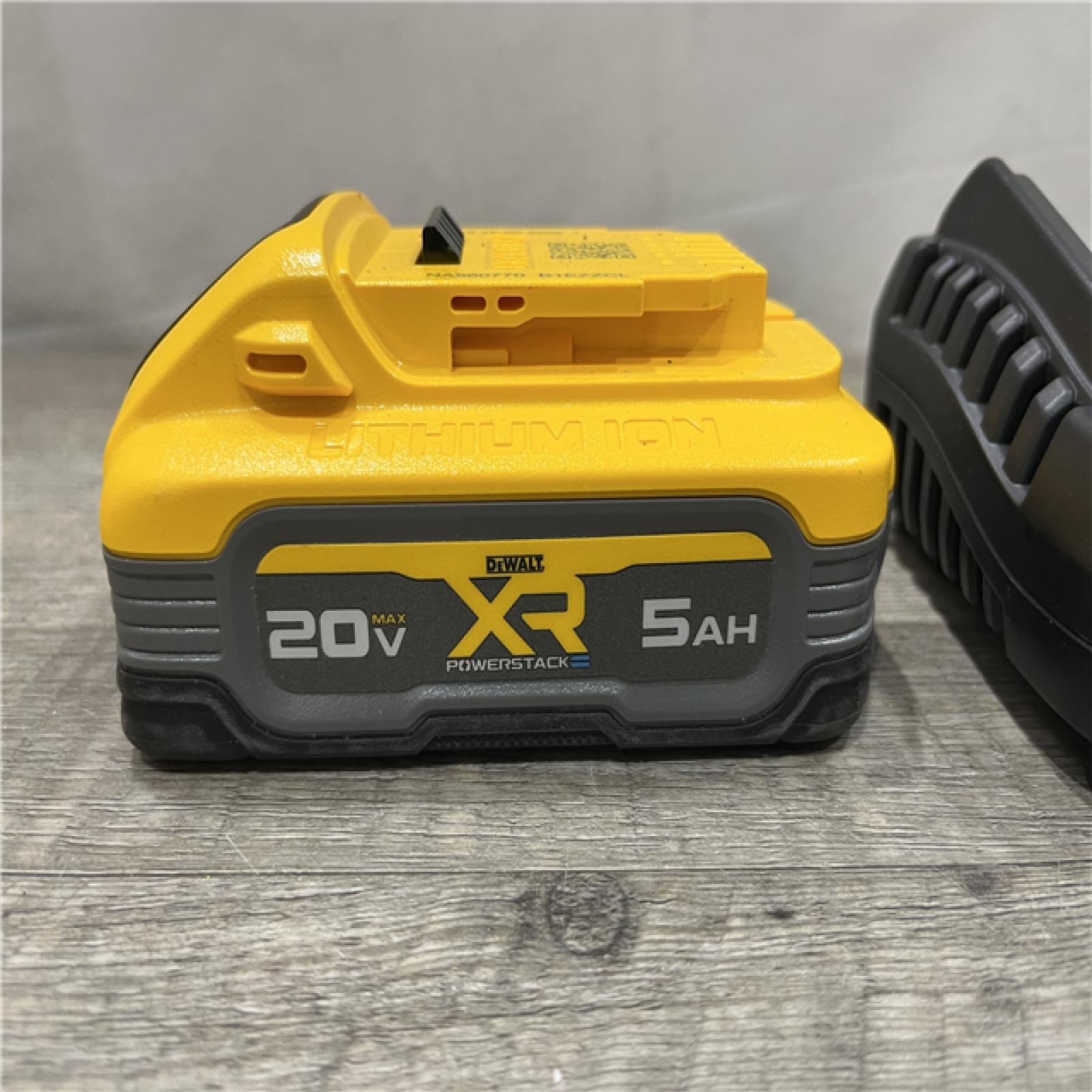 AS-IS DEWALT 20V MAX XR POWERSTACK Lithium-Ion Battery Starter Kit with 5.0Ah Battery and Charger