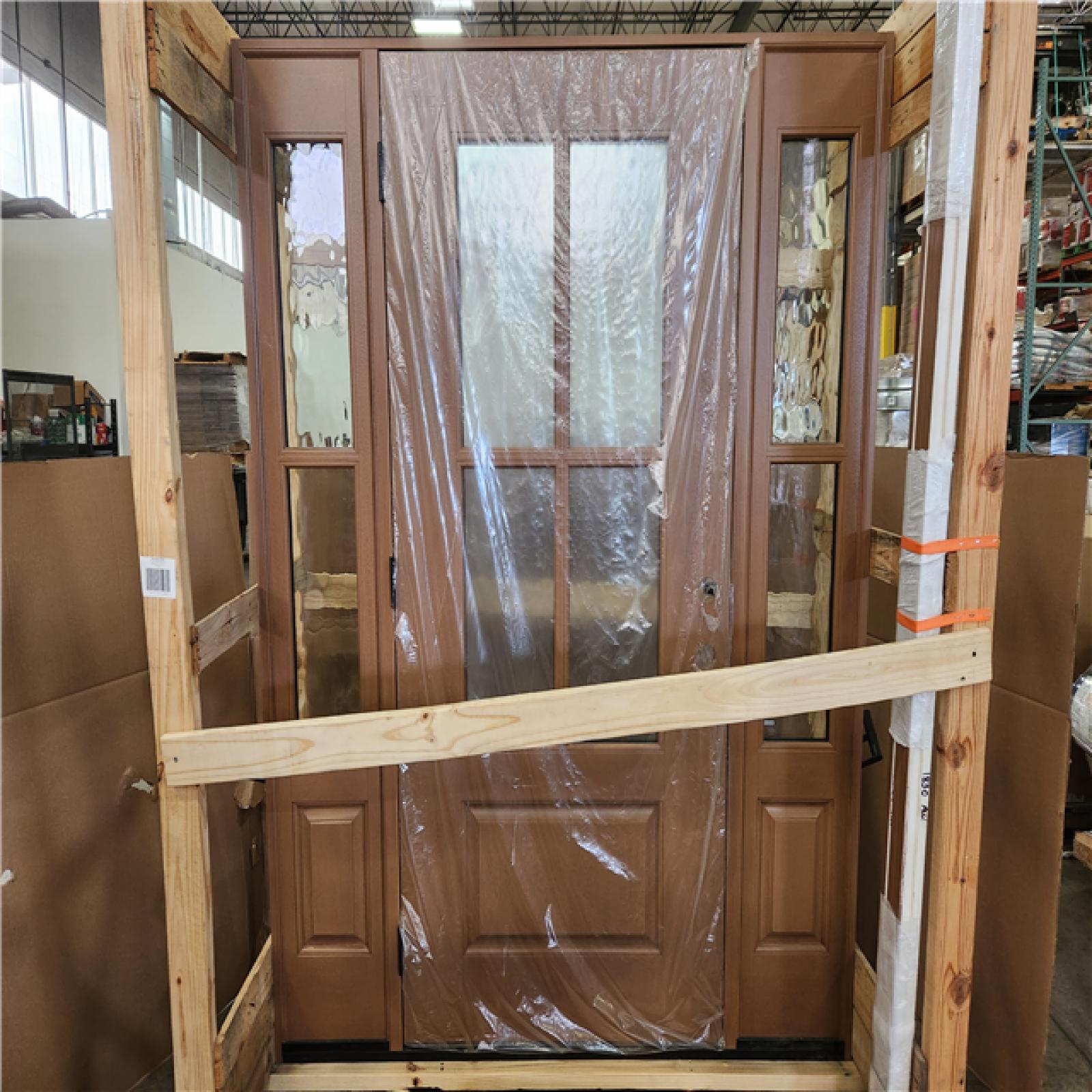 Phoenix NEW Steves & Sons Regency 64 in. x 80 in. 3/4Lite 4SDL Oasis Deco Glass RHIS Prefinish AutumnWht Fiberglass Prehung Front Door w/2_ 12inSL