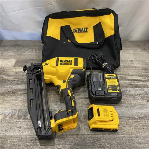 AS-IS DEWALT 20V MAX XR 16-Gauge Electric Cordless Angled Finishing Nailer Kit