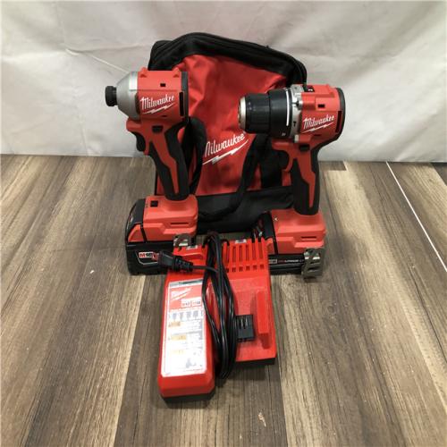 AS-IS Milwaukee 18-Volt Lithium-Ion Brushless Cordless Compact Hammer Drill/Impact Combo Kit