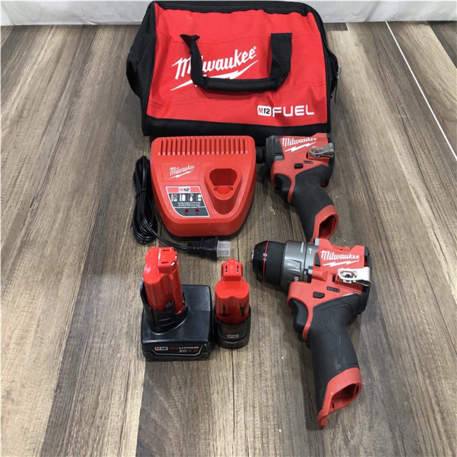AS-IS Milwaukee FUEL 12-Volt Lithium-Ion Brushless Cordless Hammer Drill and Impact Driver Combo Kit