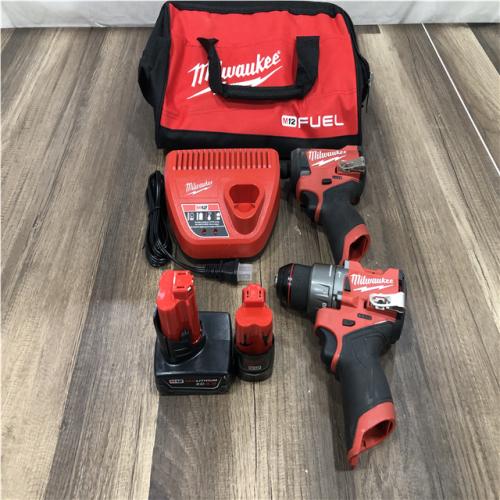 AS-IS Milwaukee FUEL 12-Volt Lithium-Ion Brushless Cordless Hammer Drill and Impact Driver Combo Kit