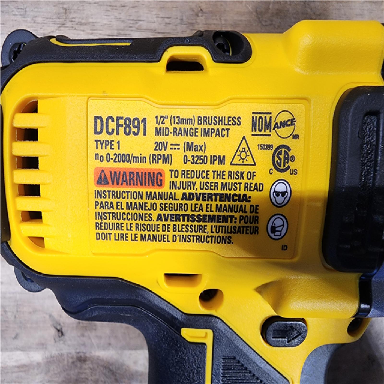 HOUSTON LOCATION - AS-IS (APPEARS LIKE NEW) DeWalt 20V MAX 1/2 in. Cordless Brushless Mid-Range Impact Wrench (TOOL ONLY)